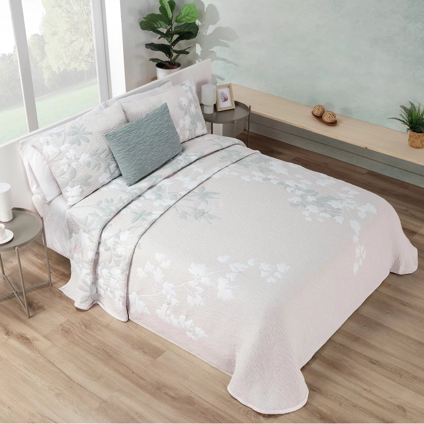 Colcha cubrecama jacquard hojas - Hiedra